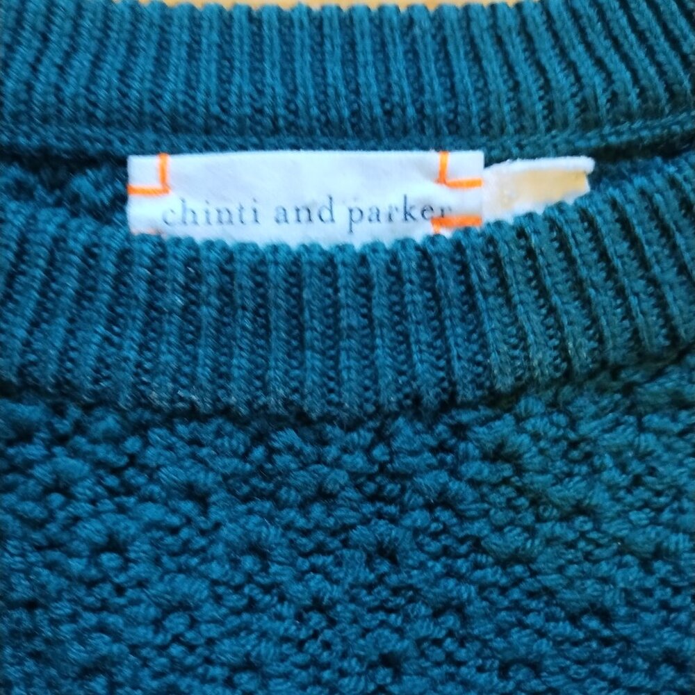 Chinti & Parker Merino Wool Aran Sweater Hunter Green Small St. Patrick's Day
